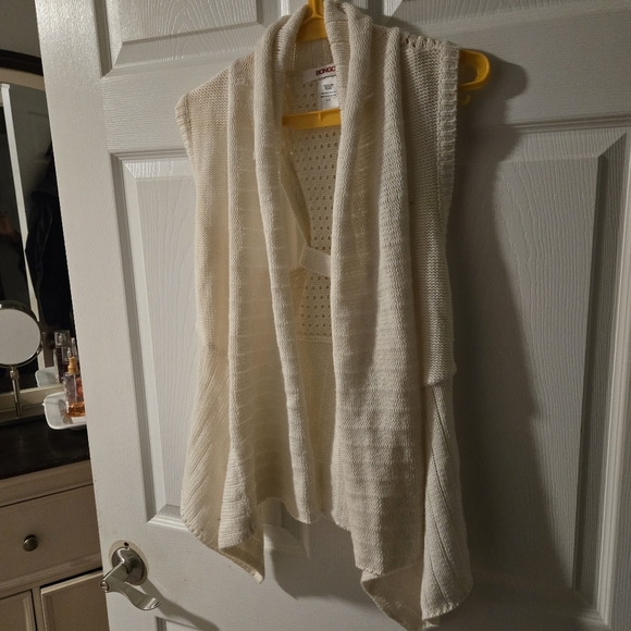 Vintage BONGO Cream Open Knit Cardigan Vest - Picture 1 of 15